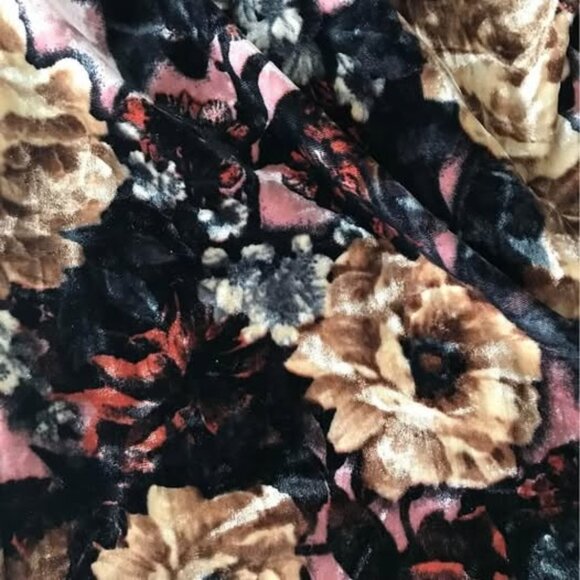 Velour Floral Print Cocktail Dress - Picture 2 of 2